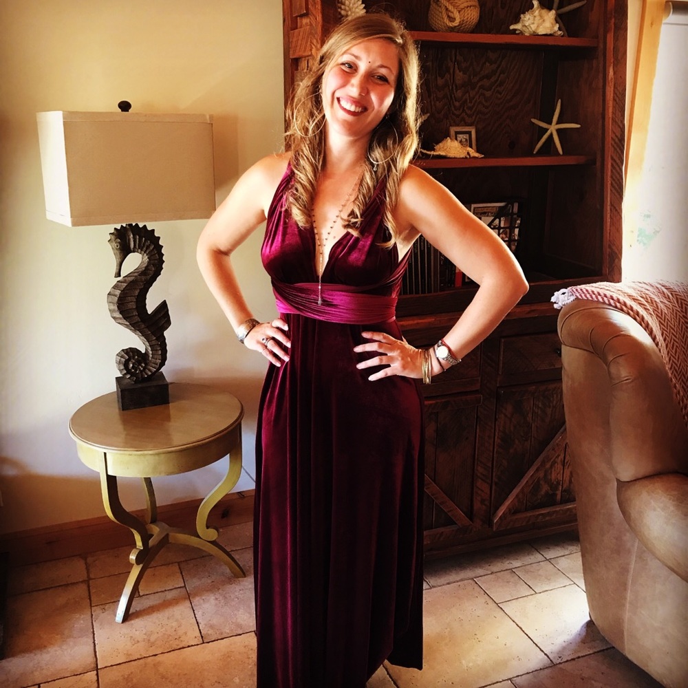 Long velvet burgundy formal infinity dress - sold to family friend!